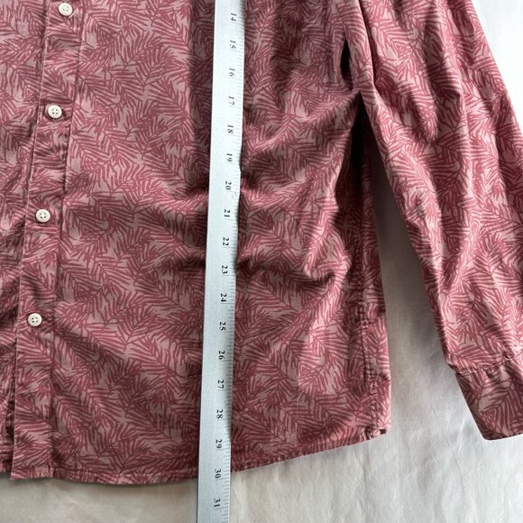 A-FRAME Stretch Button-Up Shirt Mens Size XL Regular Fit Leaf Print Pink/Red - Picture 9 of 11